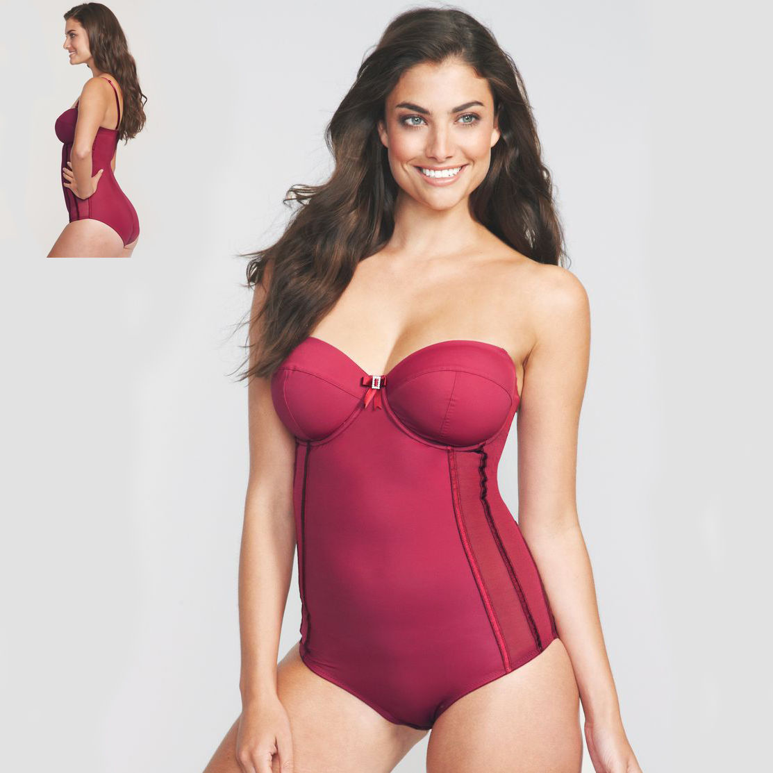 red shapewear swimsuit
